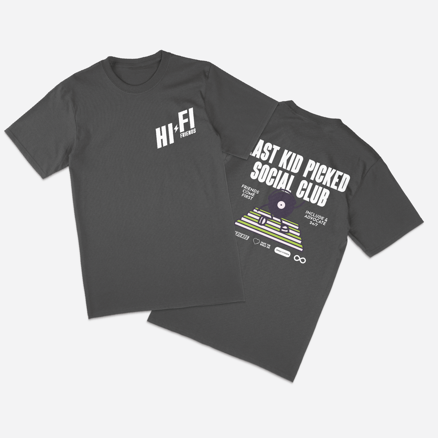 Youth Last Kid Picked Social Club Charcoal Tee