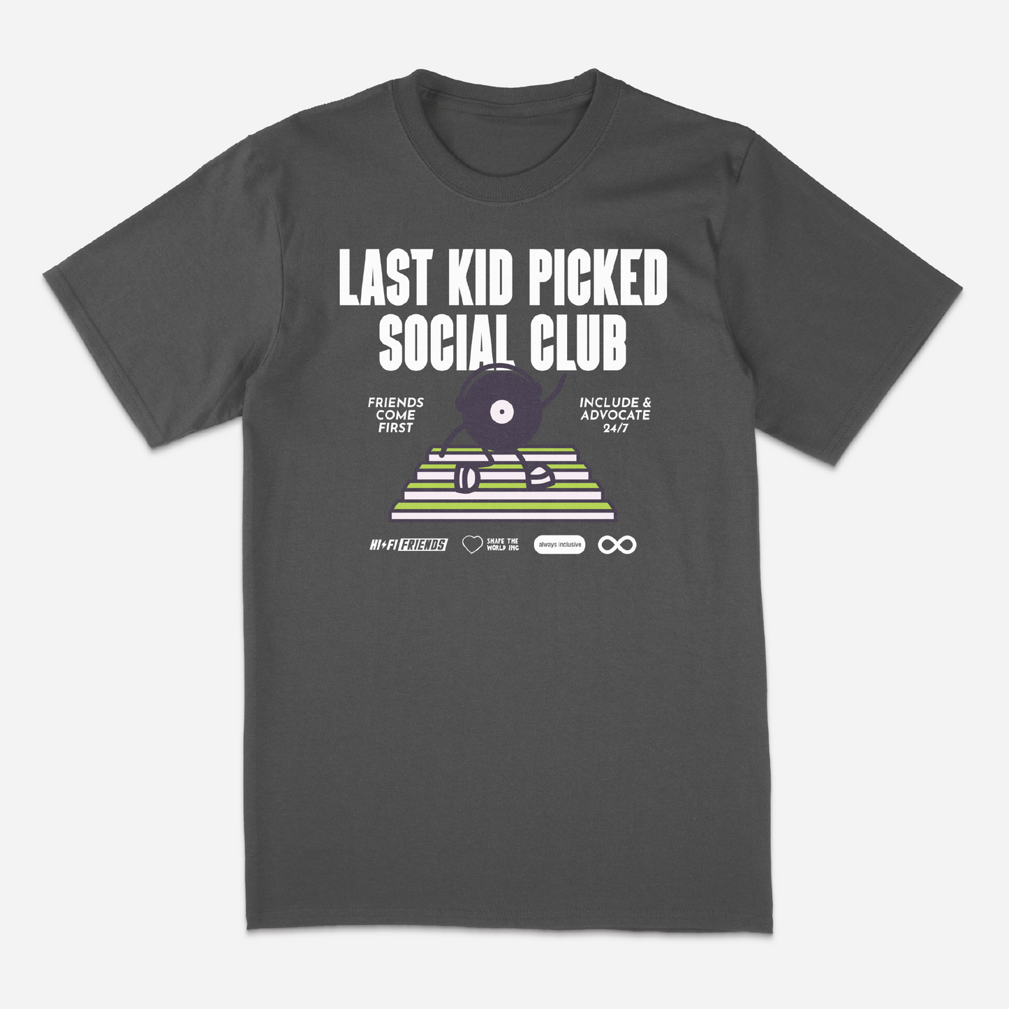 Youth Last Kid Picked Social Club Charcoal Tee