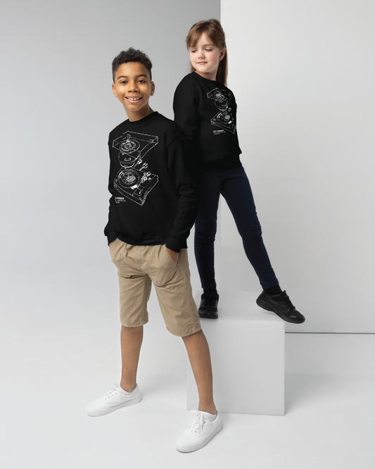 Youth Neuro-Acoustics Turntable Unisex Black Crewneck