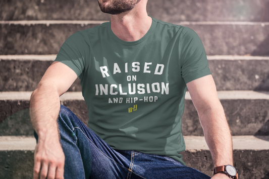 Adult Raised On Inclusion Unisex Blue Spruce Tee