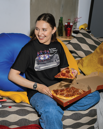 Adult Inclusion on Repeat Unisex Black Tee