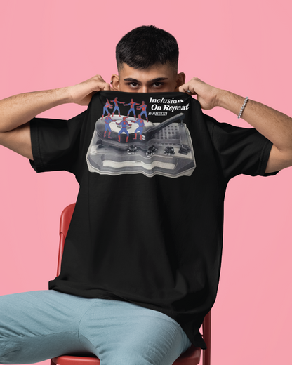 Adult Inclusion on Repeat Unisex Black Tee