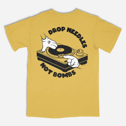 Drop Needles Not Bombs Mustard Tee