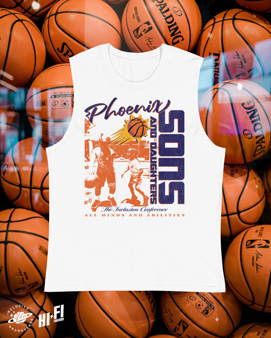 Inclusive Neuroverse X Hi-Fi Friends Collab Phoenix Sons & Daughters White Muscle Tee