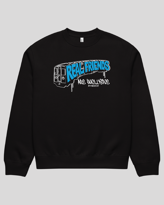 Real Friends Metro Oversized Black Adult Crewneck
