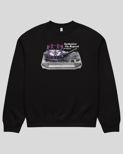 Inclusion On Repeat Oversized Black Adult Crewneck