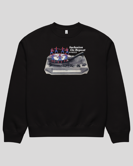 Inclusion On Repeat Oversized Black Adult Crewneck