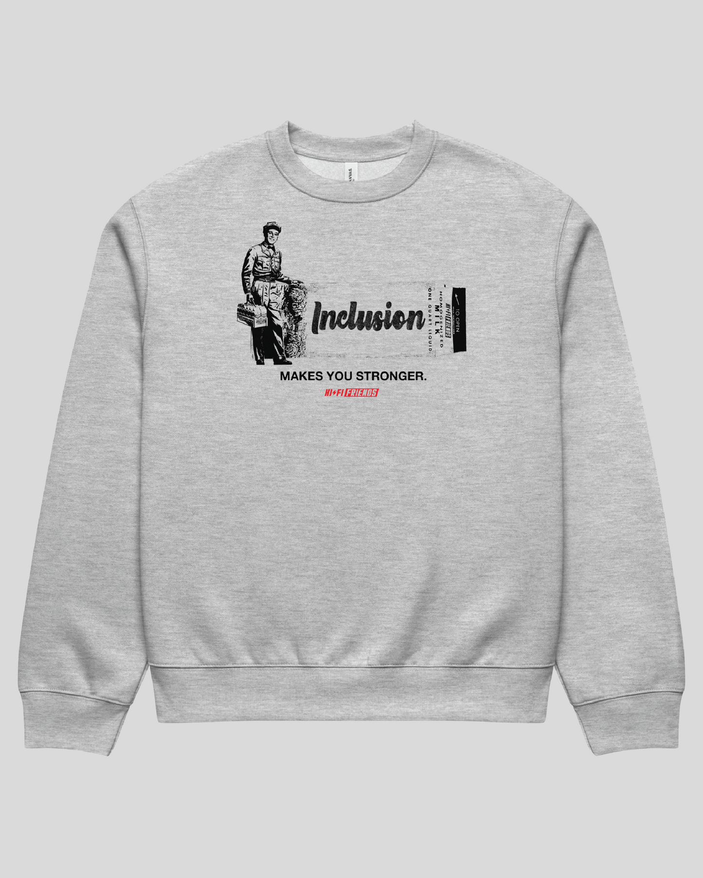 Inclusion Makes You Stronger Oversized Grey Adult Crewneck