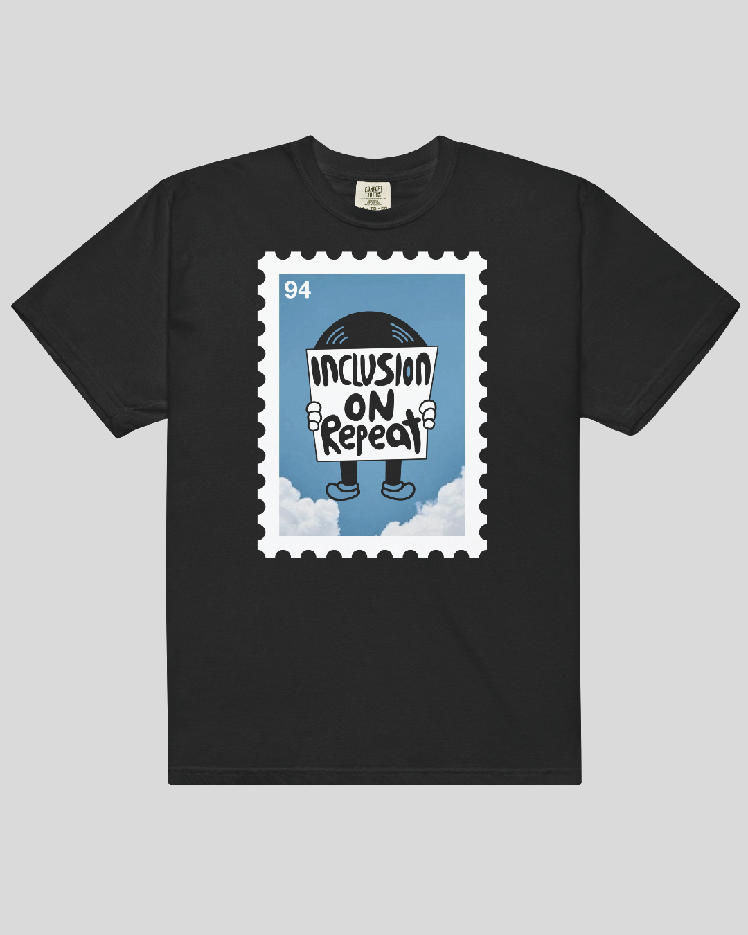 Adult Inclusion on Repeat Stamp Unisex Black Tee