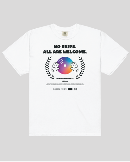 Adult No Skips Unisex White Tee