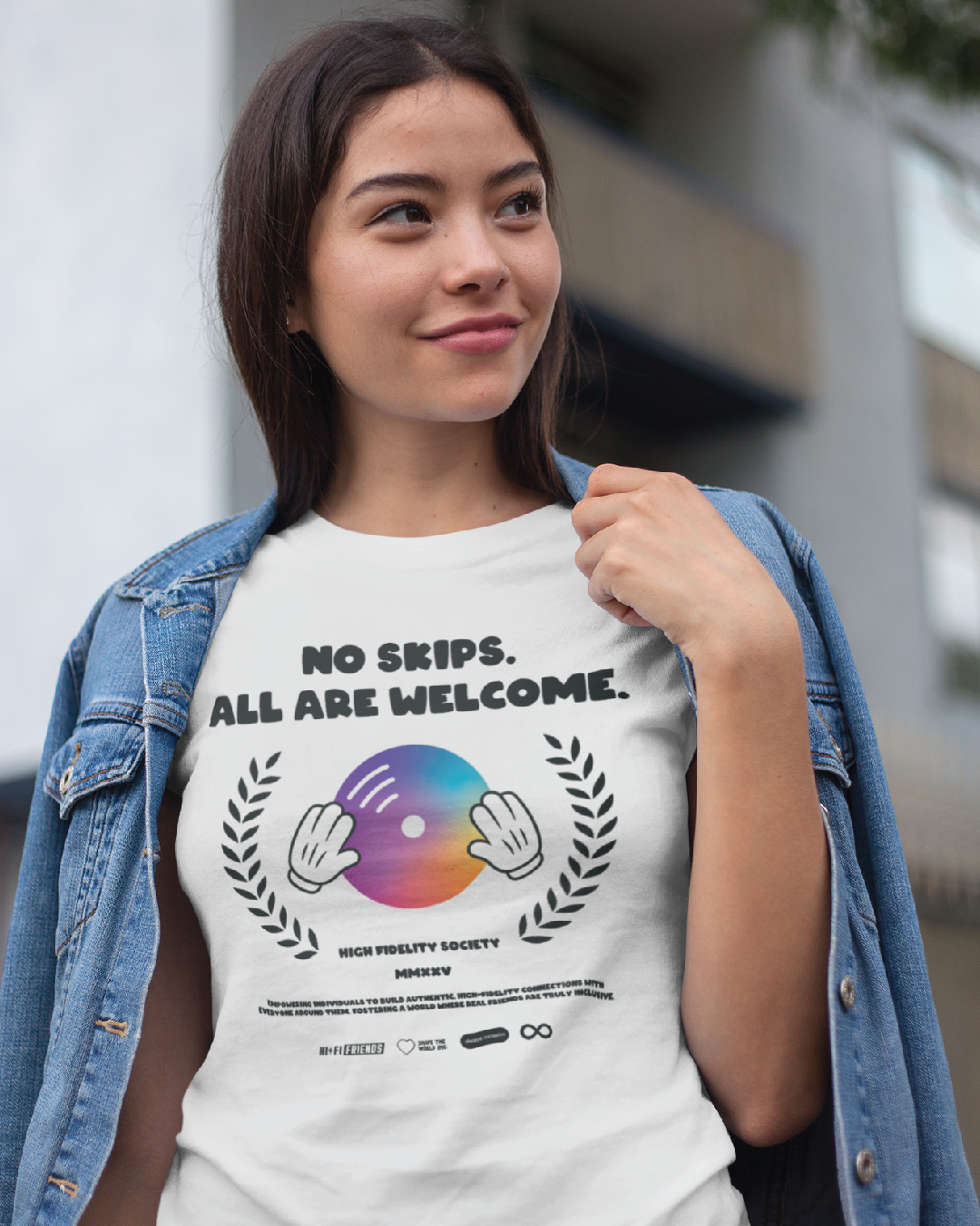 Adult No Skips Unisex White Tee