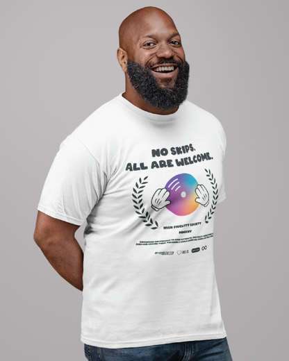 Adult No Skips Unisex White Tee