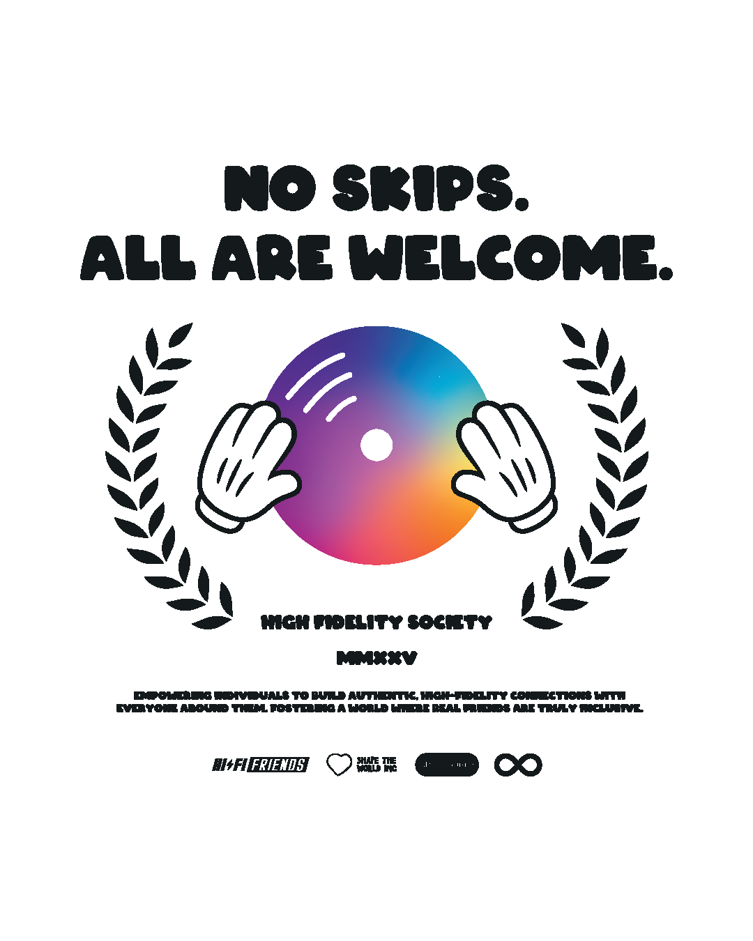 Adult No Skips Unisex White Tee