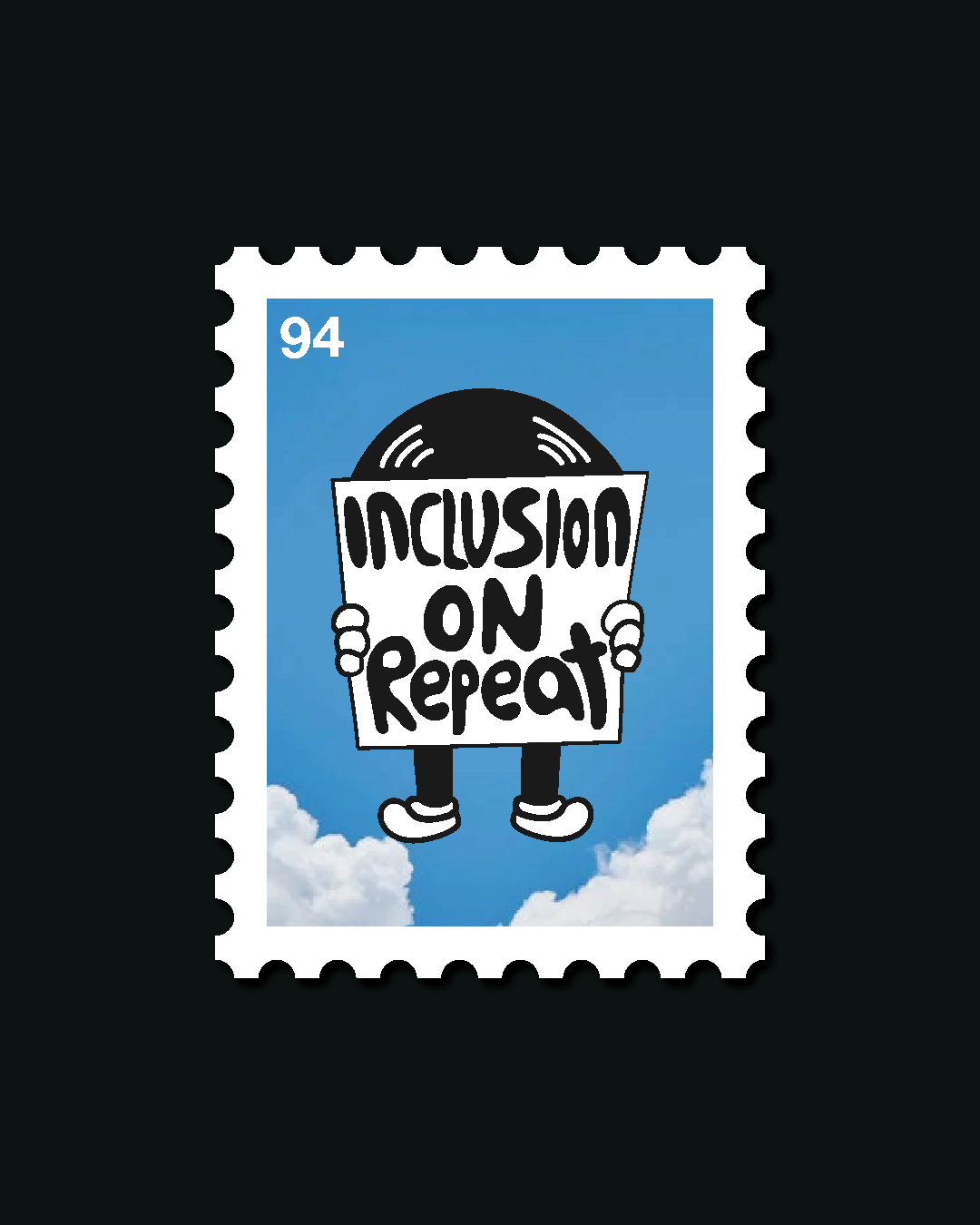 Adult Inclusion on Repeat Stamp Unisex Black Tee