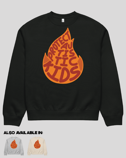 Protect Autistic Kids Oversized Black Adult Crewneck