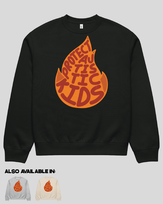Protect Autistic Kids Oversized Black Adult Crewneck