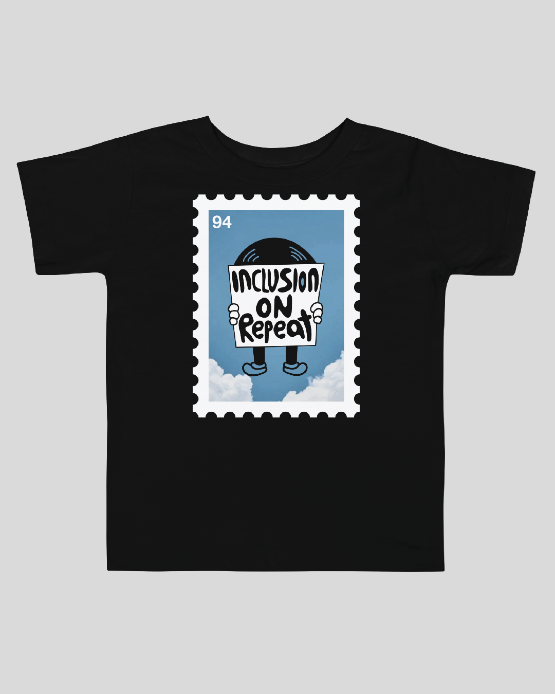 Toddler Inclusion on Repeat Stamp Unisex Black Tee