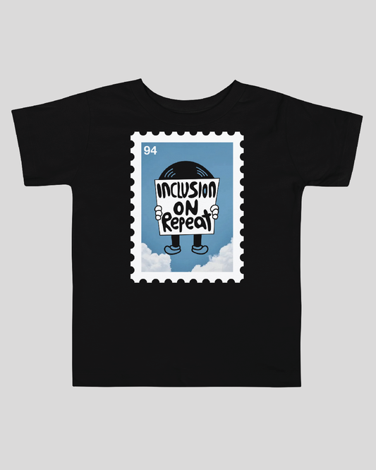 Toddler Inclusion on Repeat Stamp Unisex Black Tee