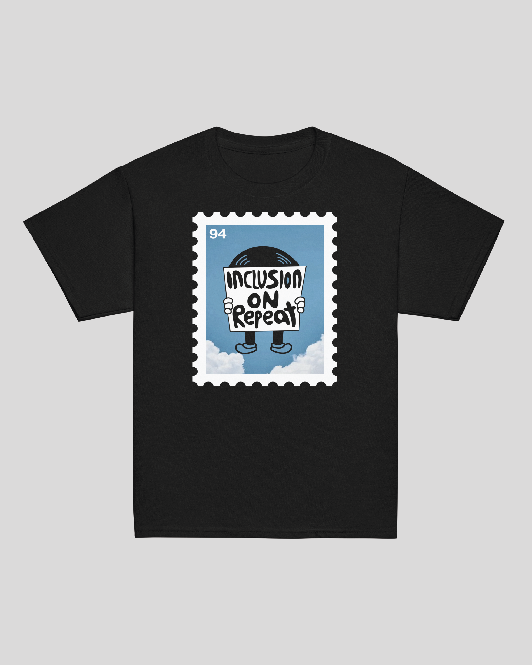 Youth Inclusion on Repeat Stamp Unisex Black Tee