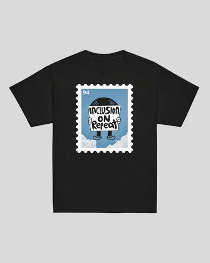 Youth Inclusion on Repeat Stamp Unisex Black Tee