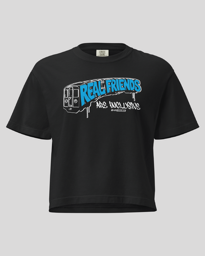 Women's Real Friends Metro Black Boxy Tee