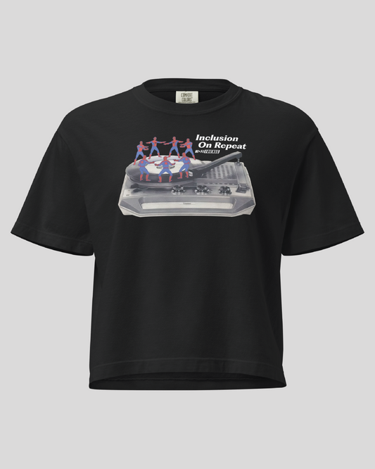 Women's  Inclusion on Repeat Black Boxy Tee