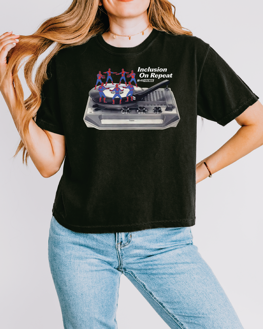 Women's  Inclusion on Repeat Black Boxy Tee