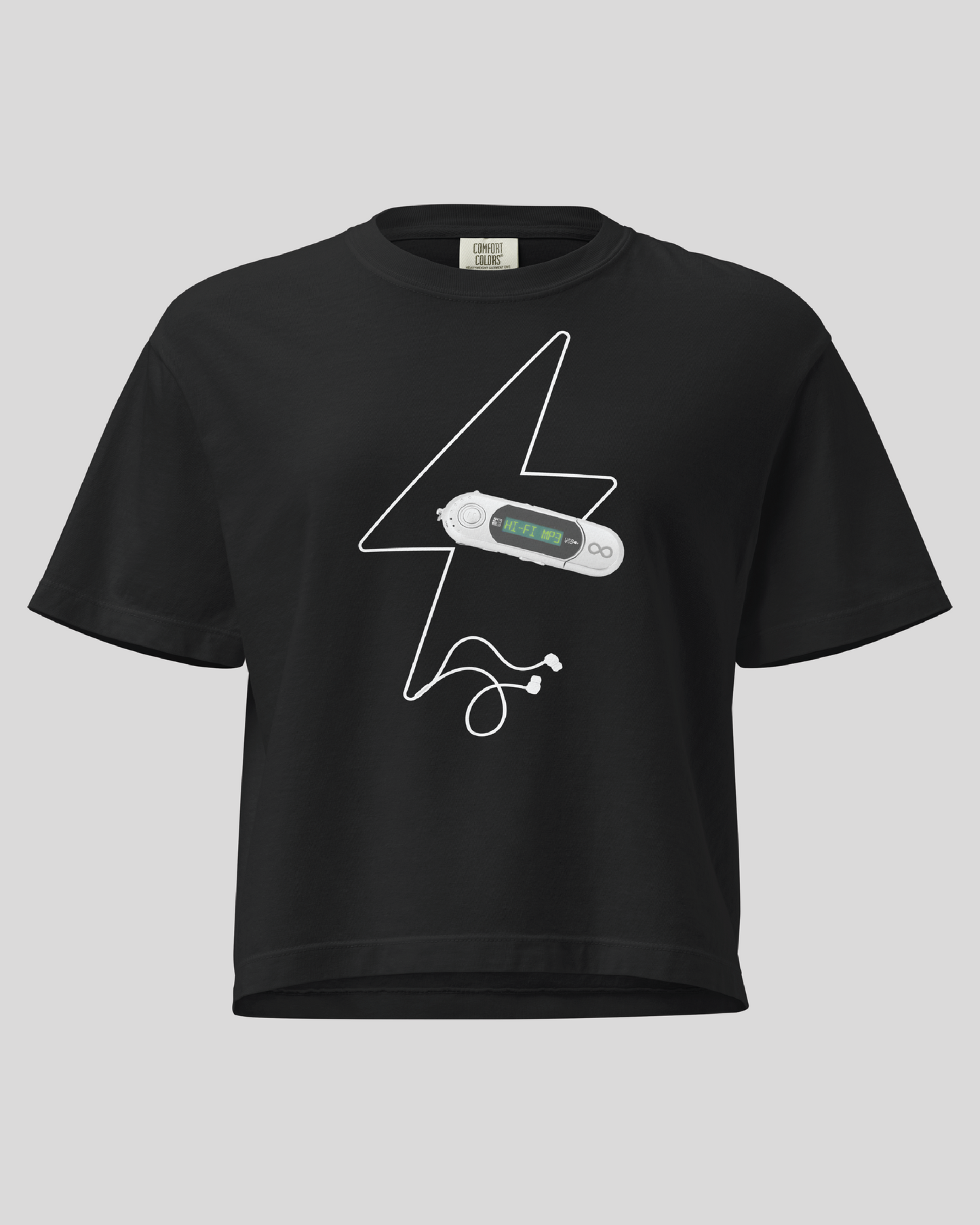 Women's Hi-Fi MP3 Black Boxy Tee