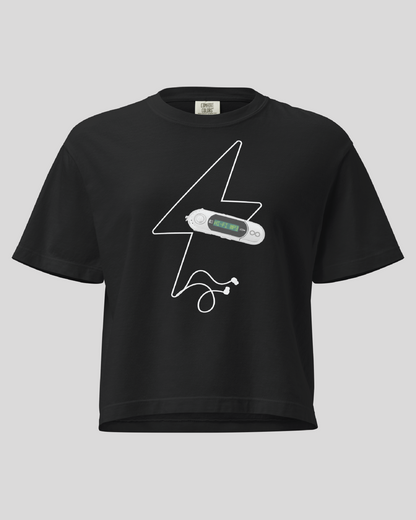 Women's Hi-Fi MP3 Black Boxy Tee