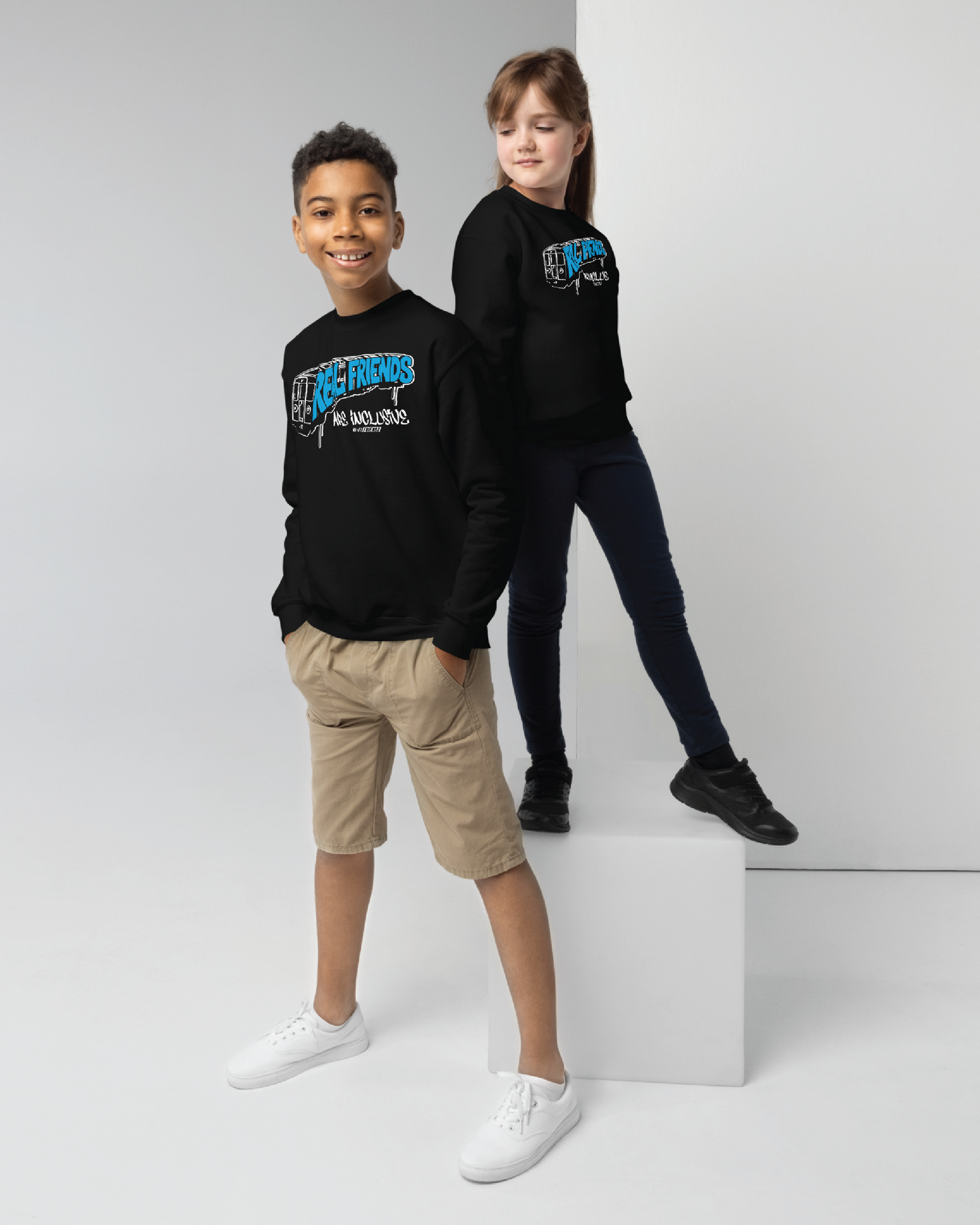 Youth Real Friends Metro Unisex Black Crewneck