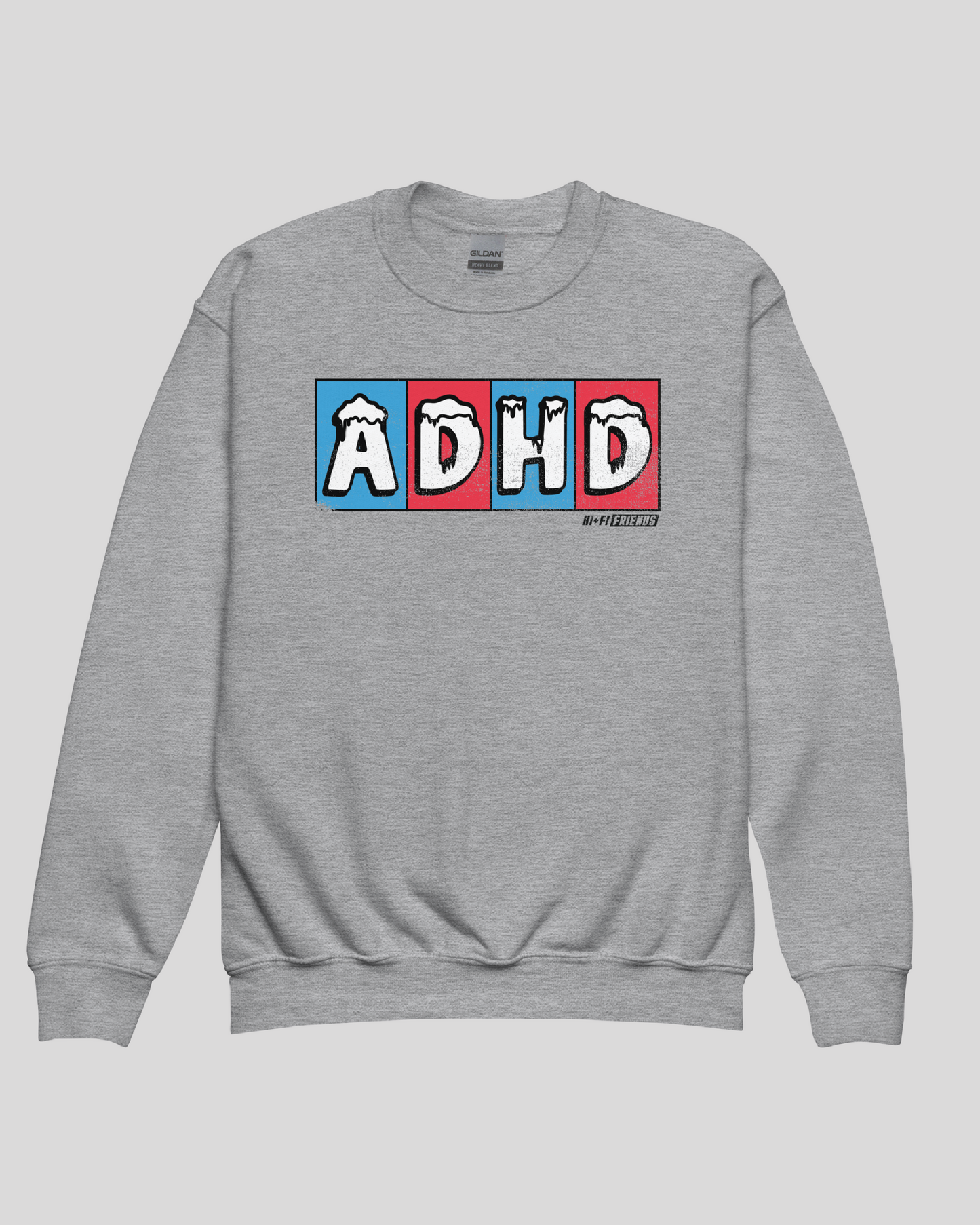 Youth ADHD Freeze Unisex Grey Crewneck