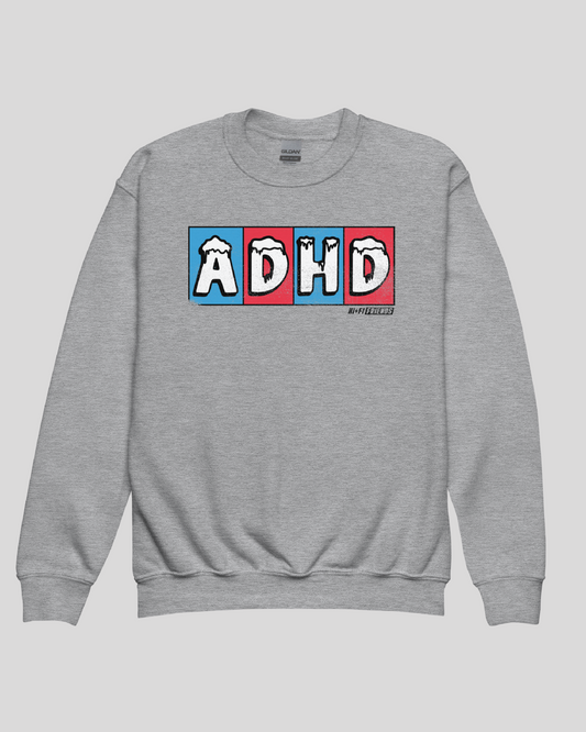 Youth ADHD Freeze Unisex Grey Crewneck