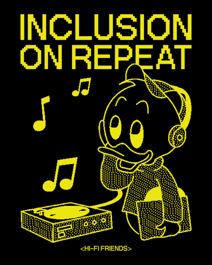 Inclusion on Repeat Black Crewneck - Hi - Fi Friends