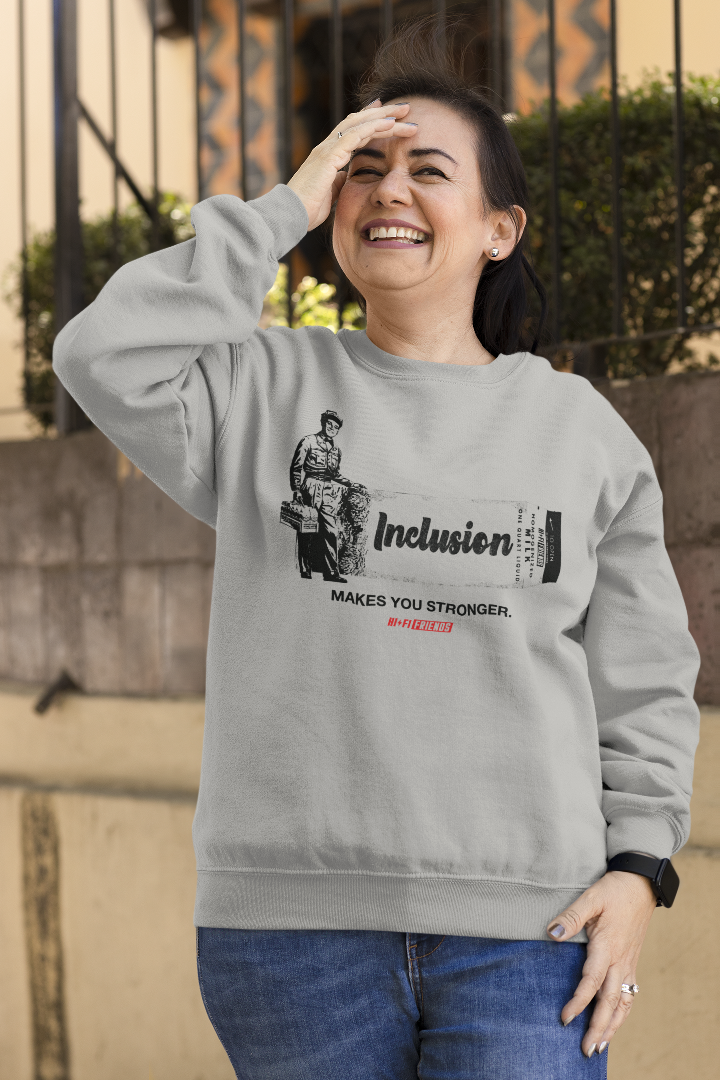 Inclusion Makes You Stronger Oversized Grey Adult Crewneck