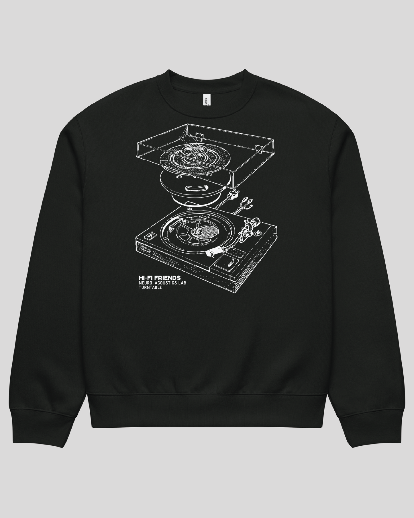 Neuro-Acoustics Turntable Oversized Black Adult Crewneck
