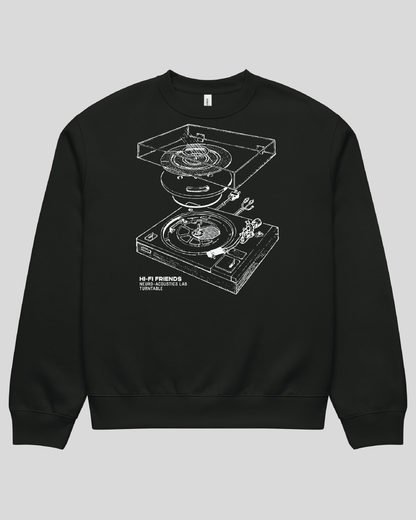 Neuro-Acoustics Turntable Oversized Black Adult Crewneck