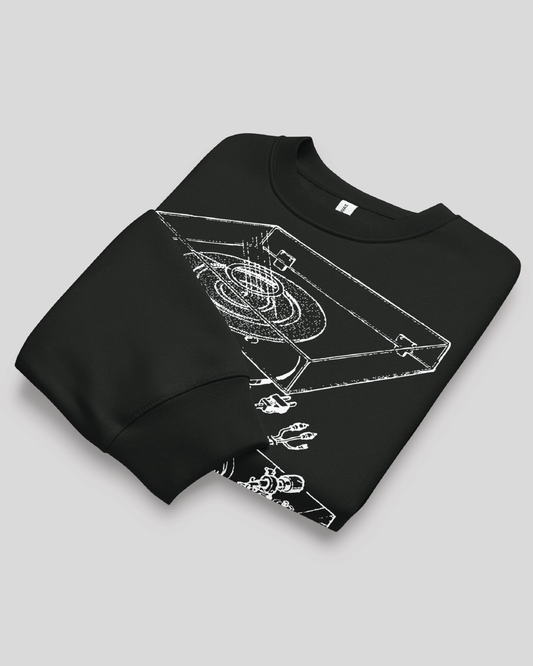 Neuro-Acoustics Turntable Oversized Black Adult Crewneck