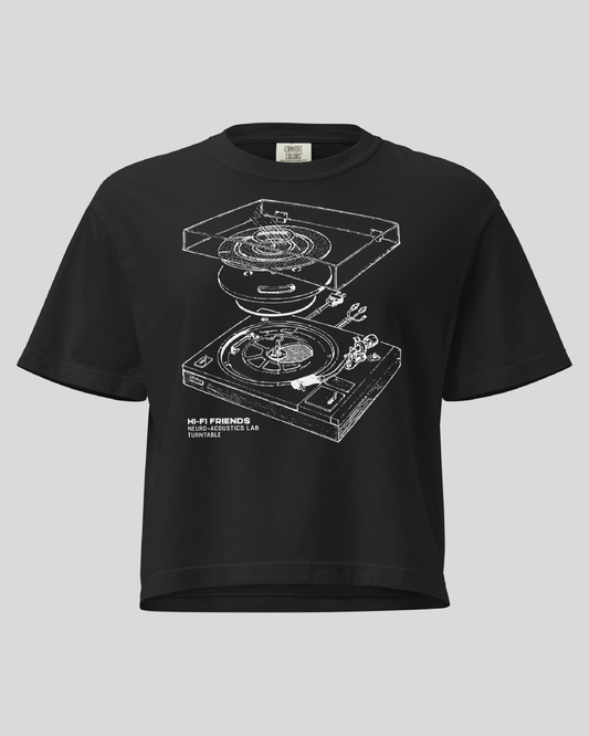 Women's Neuro-Acoustic Turntable Black Boxy Tee