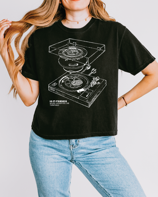 Women's Neuro-Acoustic Turntable Black Boxy Tee