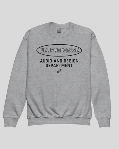 Youth Neurodiverse Audio and Design Department Unisex Grey Crewneck