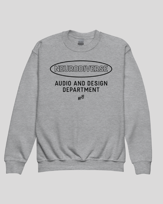 Youth Neurodiverse Audio and Design Department Unisex Grey Crewneck
