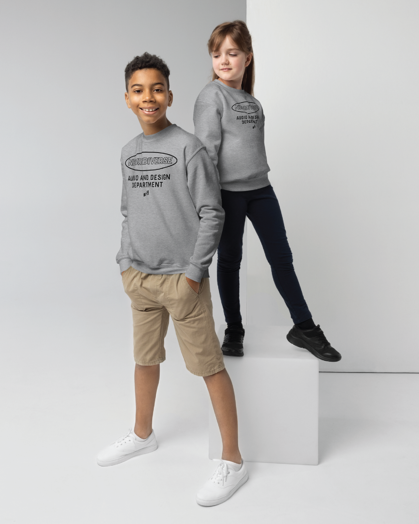 Youth Neurodiverse Audio and Design Department Unisex Grey Crewneck