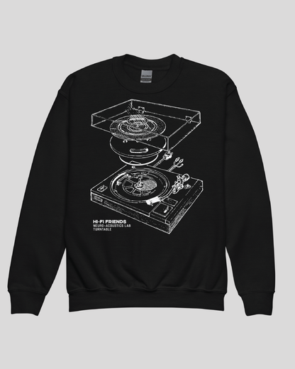 Youth Neuro-Acoustics Turntable Unisex Black Crewneck
