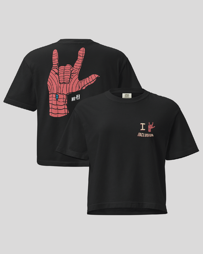 Women's I Love Inclusion Boxy Black Tee