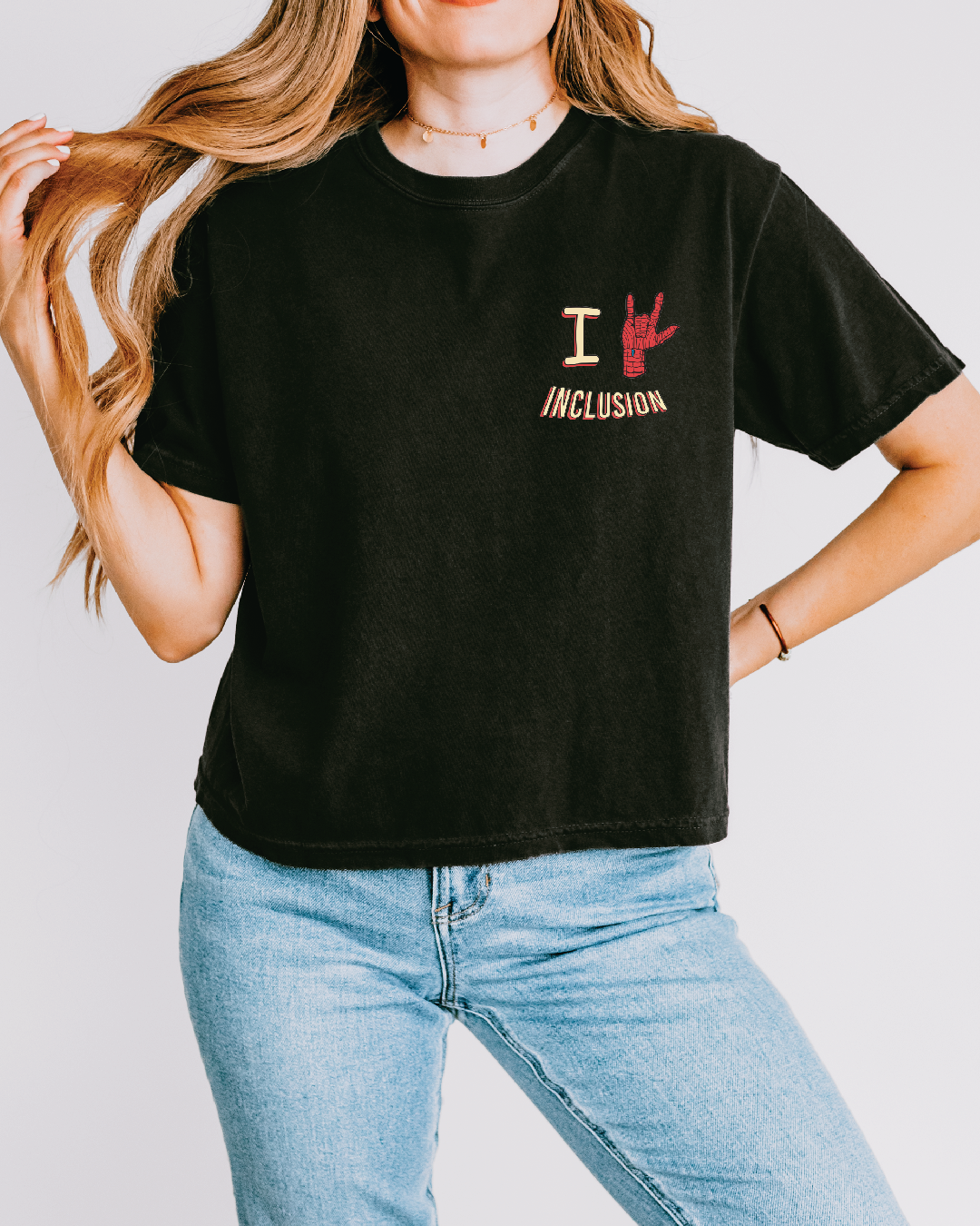 Women's I Love Inclusion Boxy Black Tee