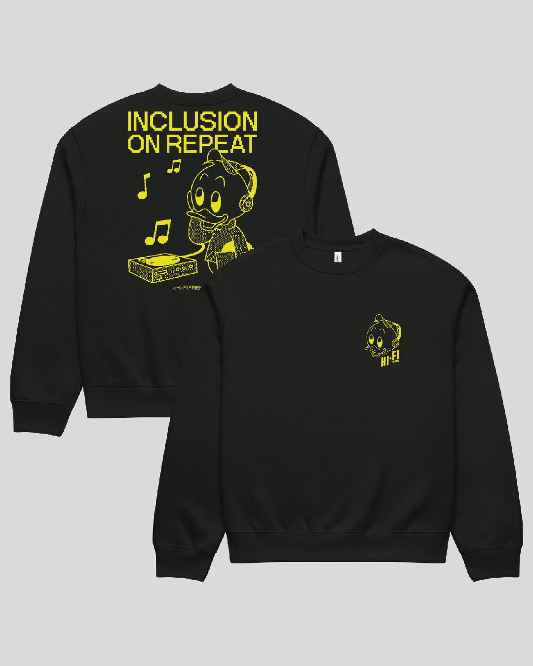 Inclusion on Repeat Oversized Black Adult Crewneck