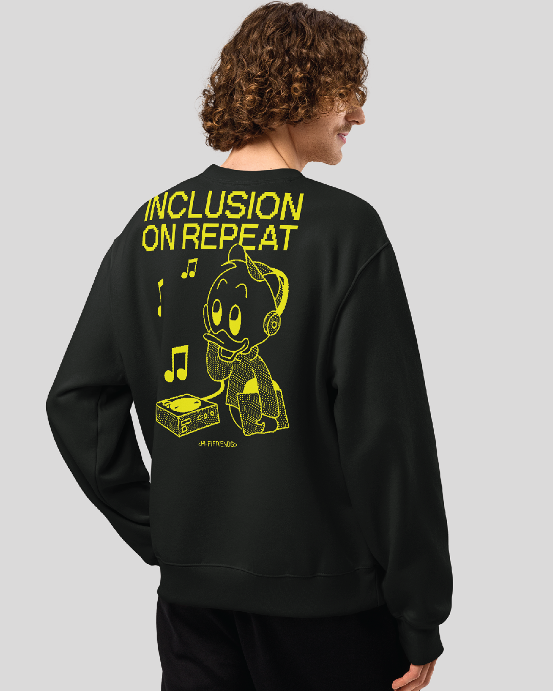Inclusion on Repeat Oversized Black Adult Crewneck