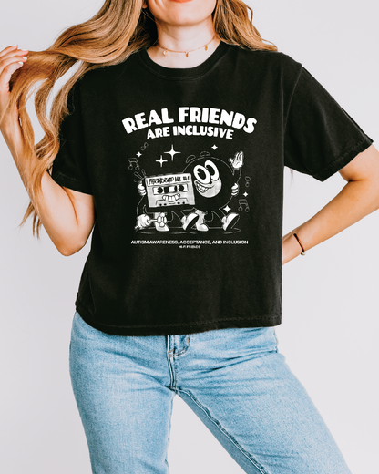 Women's Real Friends Are Inclusive Boxy Tee