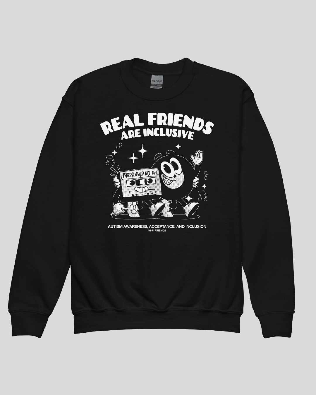 Youth Real Friends Are Inclusive Unisex Crewneck