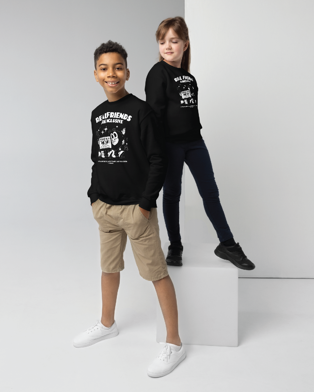 Youth Real Friends Are Inclusive Unisex Crewneck